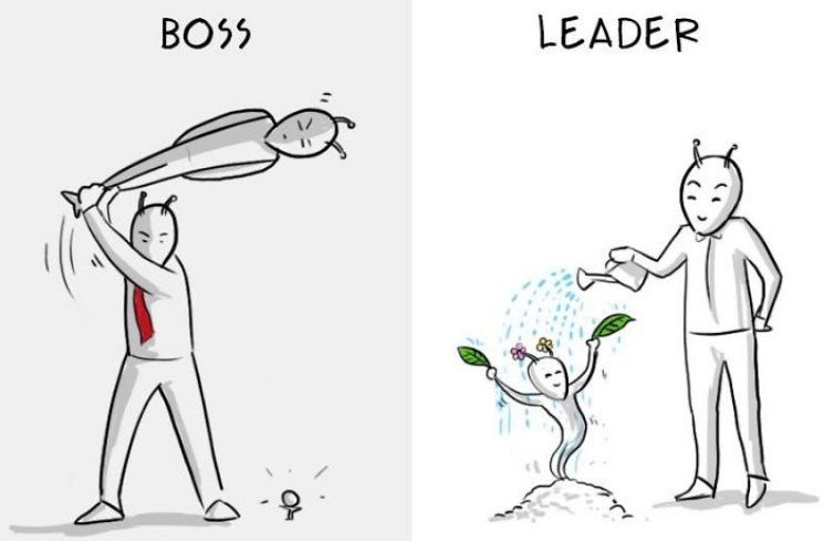 8 Ilustrasi  Perbedaan  Sikap Bos dan  Pemimpin Sejati 