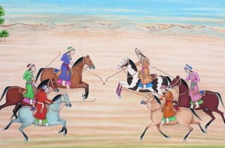 Ilustrasi Nur Jahan sedang main polo. (BBC)