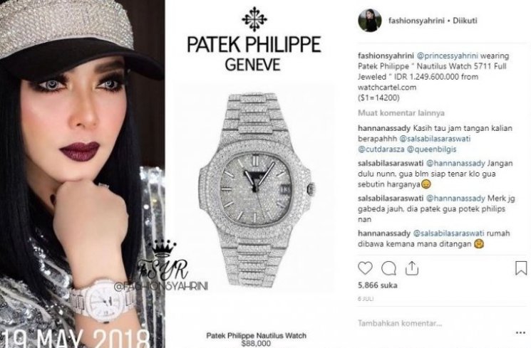 Jam tangan mewah Syahrini. (Instagram/@fashionsyahrini)