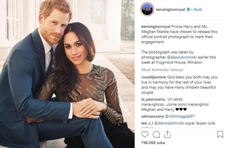 Pertunangan Pangeran Harry dan Meghan Markle. (Instagram/@kensingtonroyal)