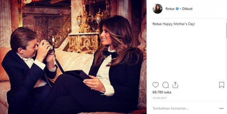 Melania Trump dan anaknya, Barron Trump. (Instagram/@flotus)