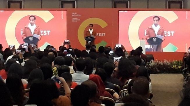 Jokowi membuka Idea Fest 2018. (Suara.com/Bowo Raharjo)
