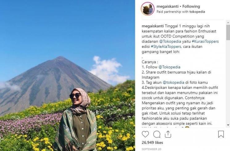 Fashion Mega Iskanti ketika traveling. (Instagram/@megaiskanti)