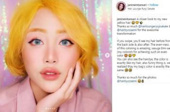 Gaya Makeup Nyentrik Janine Intansari, Pakai Alis Warna-Warni