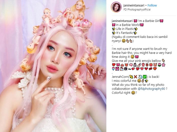 makeup nyentrik ala Janine Intansari. (Instagram/@janineintansari)