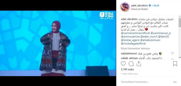 Fatin saat pembukaan World Youth Forum 2018. (Instagram/@adel_ebrahim)