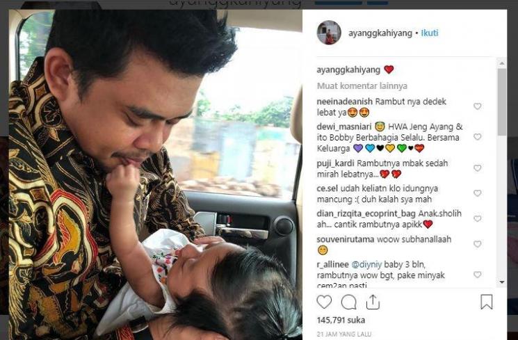 Anak Kahiyang Ayu, Sedah Mirah Nasution dengan ayahnya, Bobby Nasution. (Instagram/@ayanggkahiyang)