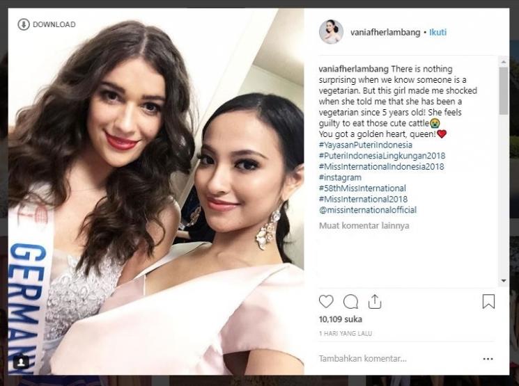 Vania Herlambang, pahlawan Indonesia di Miss Internasional 2018. (Instagram/@vaniafherlambang)