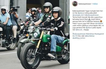 Konvoi di Bandung, Jokowi Pakai Jaket Bubur Ayam