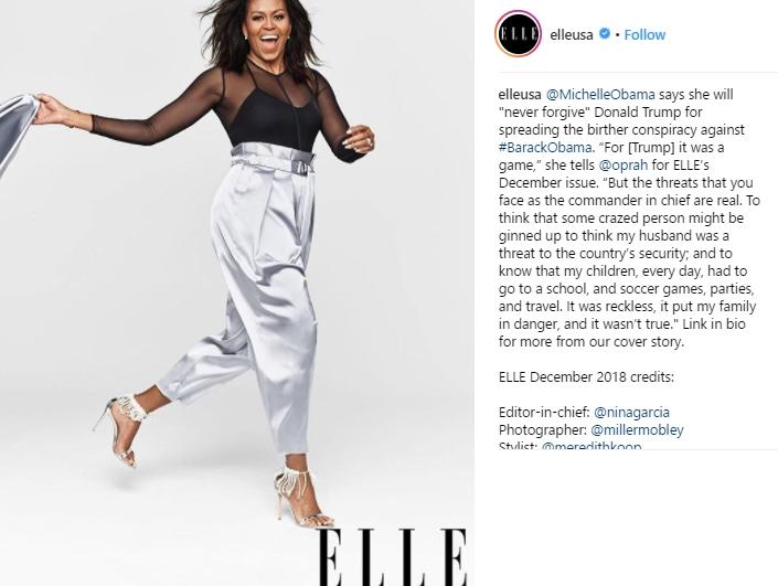 Michelle Obama jadi sampul majalah ELLE AS. (Instagram/@elleusa)