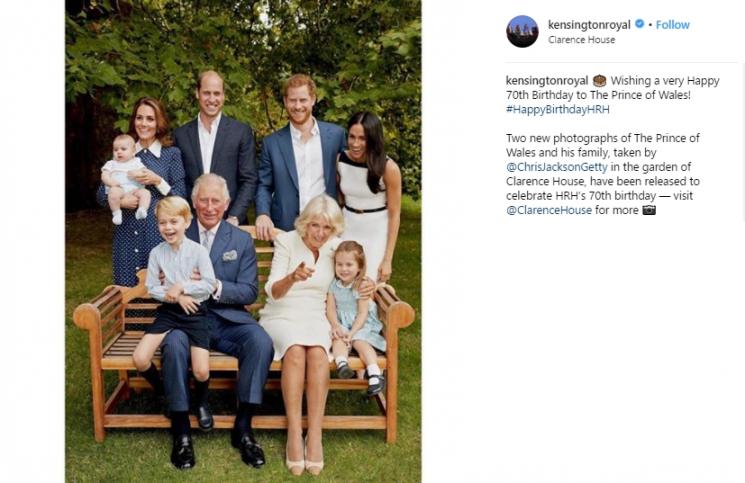 Foto keluarga Pangeran Charles ulang tahun ke 70. (Instagram/@kensingtonroyal)