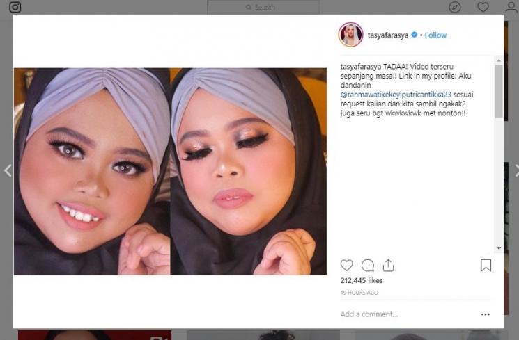 Tasya Farasya sukses make over Rahmawati Kekeyi Putri. (Instagram/@tasyafarasya)
