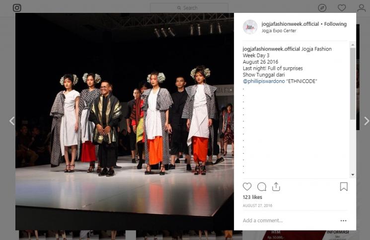 Dokumentasi Jogja Fashion Week 2016. (Instagram/@jogjafashionweek.official)
