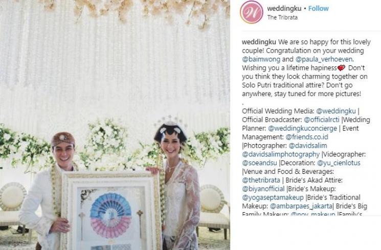 Baim Wong dan Paula Verhoeven resmi menikah. (Instagram/@weddingku)