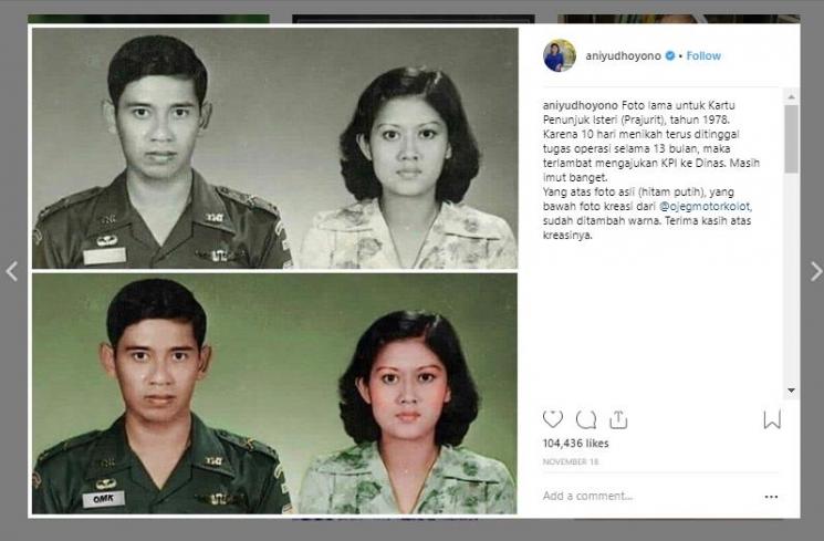Foto muda Ani Yudhoyono. (Instagram/@aniyudhoyono)