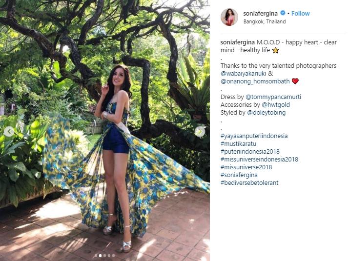 Sonia Fergina, berhasil masuk top 20 Miss Universe 2018. (Instagram/@soniafergina)