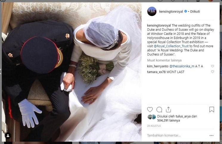 Meghan Markle ketika menikah dengan Pangeran Harry. (Instagram/@kensingtonroyal)