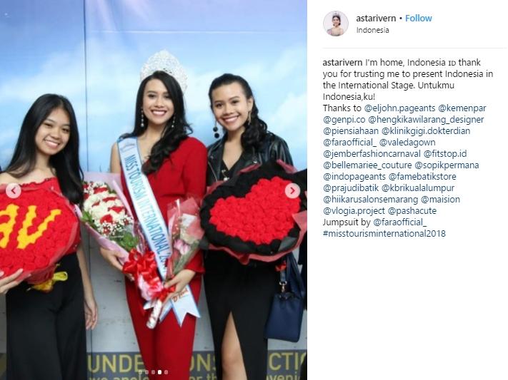 Astari Vernideani, Miss Tourism Internasional 2018. (Instagram/@astarivern)