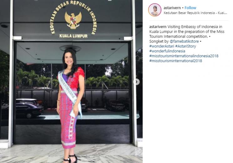 potret Astari Vernideani, Miss Tourism Internasional 2018. (Instagram/@astarivern)