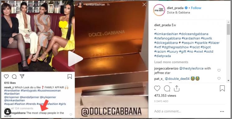 Kim Kardashian dan D&G. (Instagram/@diet_prada)