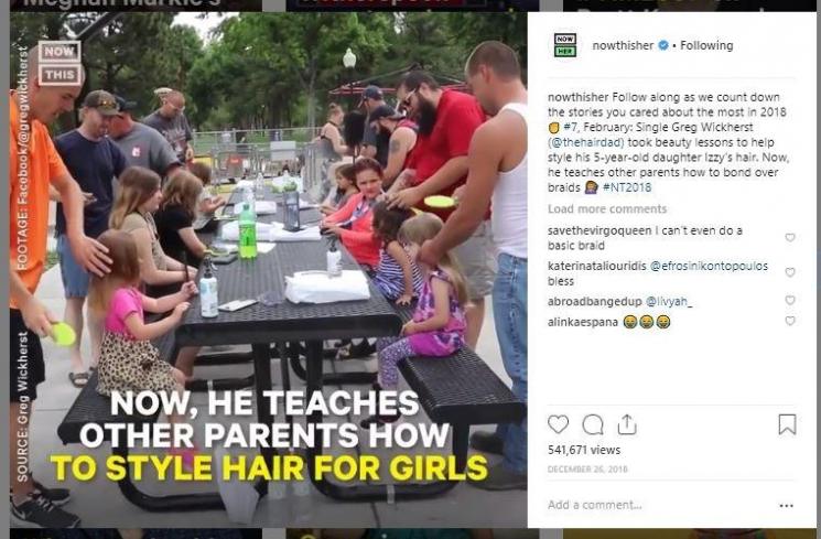 Greg Wickherst berbagi tutorial menata rambut untuk orangtua lainnya. (Instagram/@nowthisher)
