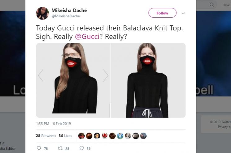 Gucci kena aksi boikot. (Twitter/@mikeishadache)