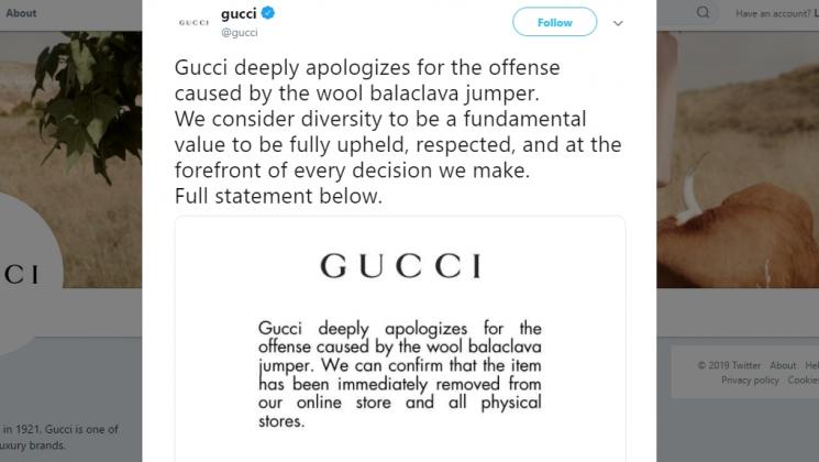 Gucci kena aksi boikot. (Twitter/@gucci)