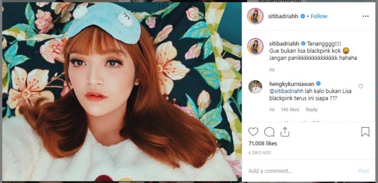 Siti Badriah pakai makeup ala Korea. (Instagram/@sitibadriahh)