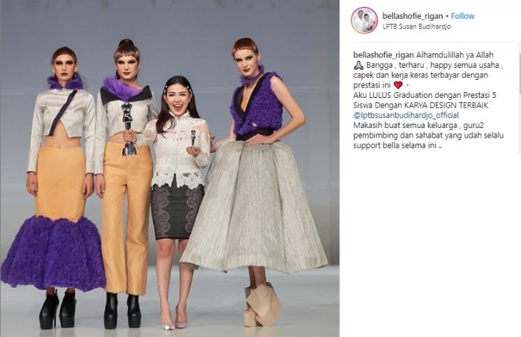 Bella Shofie lulus sekolah fesyen. (Instagram/@bellashofie_rigan)