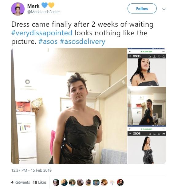 Dress mirip kantong sampah. (Twitter/@MarkLeedsFoster)