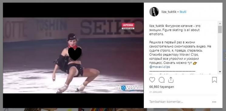 Elizaveta Tuktamysheva ketika buka baju. (Instagram/@liza_tuktik)