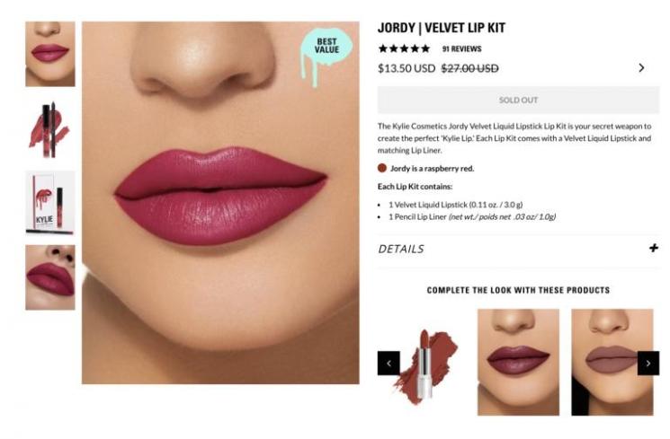 Lipstik Jordyn Woods dijual harga diskon. (Kylie Cosmetics)