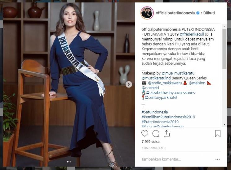 Frederika Alexis Cull, pemenang Puteri Indonesia 2019. (Instagram/@officialputeriindonesia)