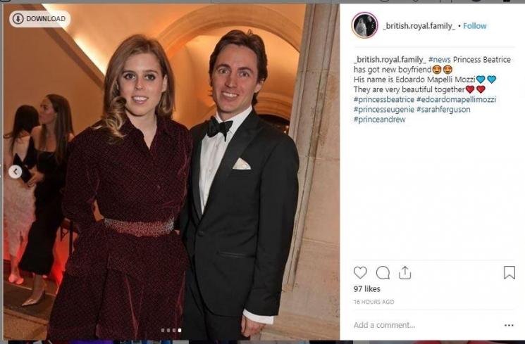 Putri Beatrice dan pacar barunya, Edoardo Mapelli Mozzi. (Instagram/@_british.royal.family_)