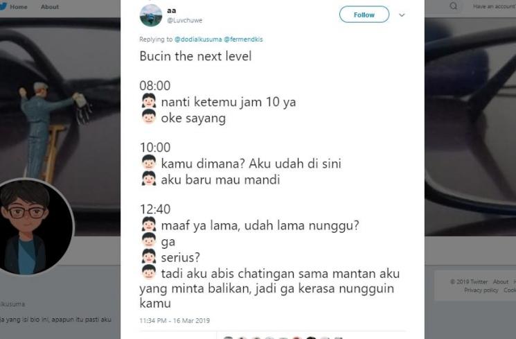 Cuitan Kocak Bucin The Next Level Versi Netizen. (Twitter/@dodialkusuma)