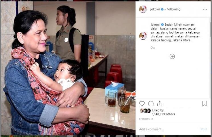 Jokowi mesra dengan Iriana. (Instagram/@jokowi)