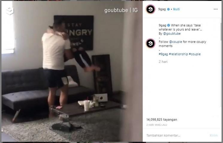 Pria diusir oleh pacarnya. (Instagram/@9gag)