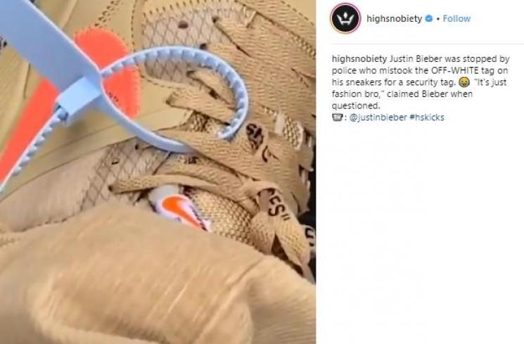 Justin Bieber dituduh pakai sepatu curian. (Instagram/@highsnobiety)