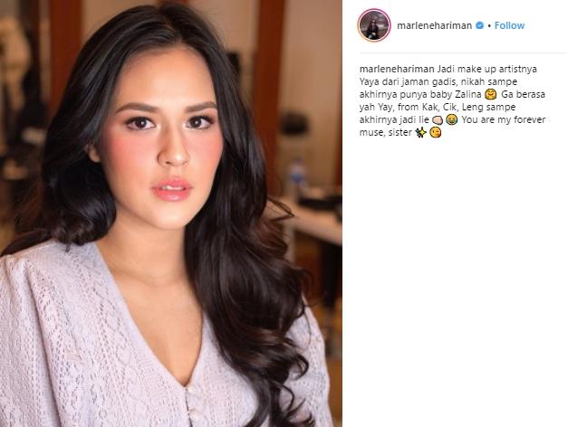 Potret cantik Raisa dengan makeup flawless. (Instagram/@marlenehariman)