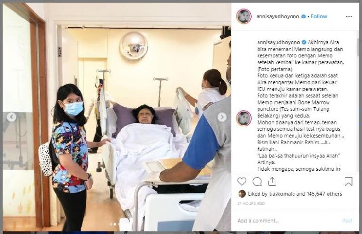 Aira setia temani Ani Yudhoyono selama perawatan. (Instagram/@annisayudhoyono)