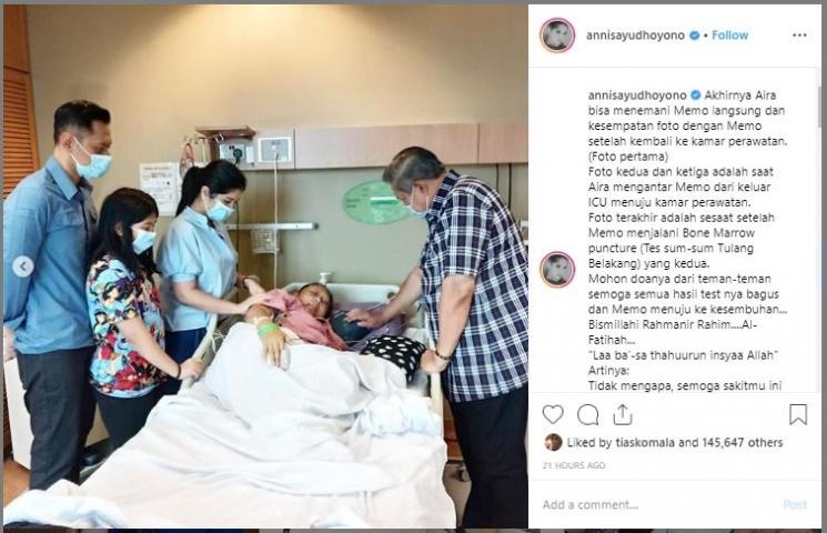 Aira setia temani Ani Yudhoyono selama perawatan. (Instagram/@annisayudhoyono)