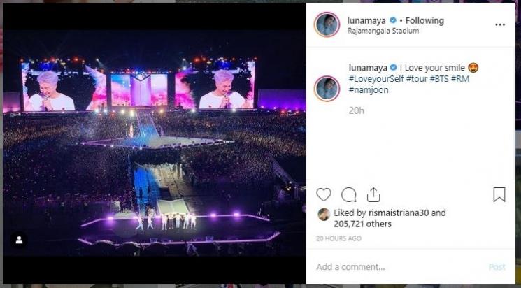 Luna Maya nonton konser BTS. (Instagram/@lunamaya)