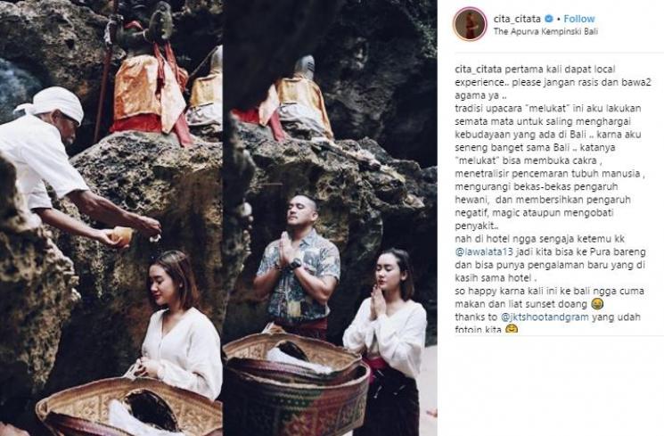 Lakukan Prosesi Melukat di Bali, Cita Citata Dihujat Netizen. (Instagram/@cita_citata)