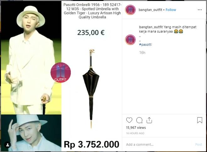 Payung hitam RM BTS. (Instagram/@bangtan_outfit)