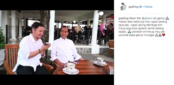 Gading Marten ngopi bareng Jokowi. (Instagram/@gadiiing)