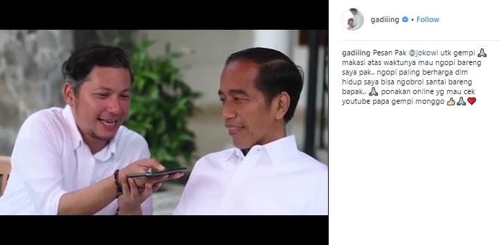 Gading Marten ngopi bareng Jokowi. (Instagram/@gadiiing)