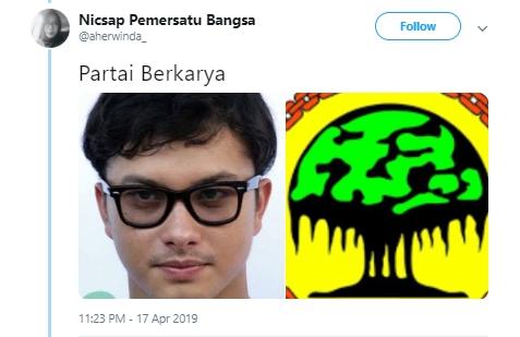 Nicholas Saputra as bendera partai. (Twitter/@aherwinda_)