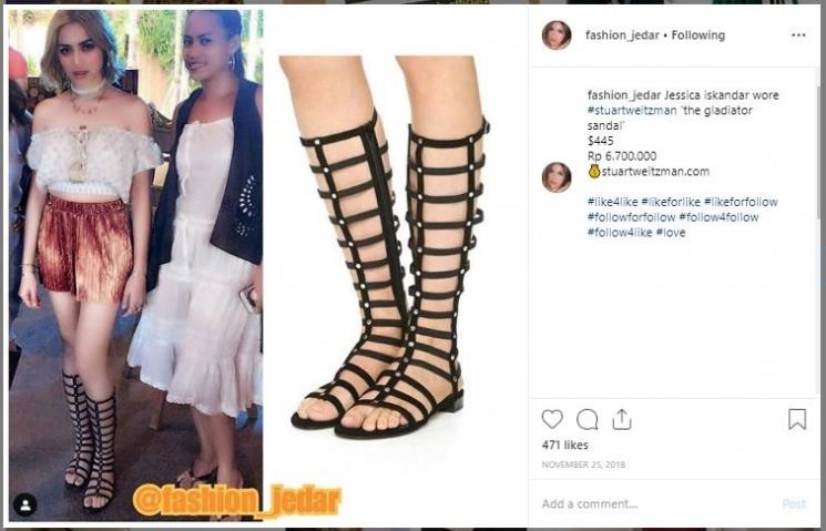 Sepatu unik Jessica Iskandar. (Instagram/@fashion_jedar)