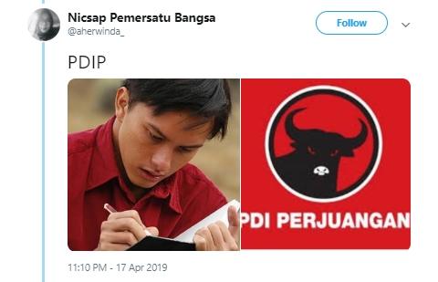 Nicholas Saputra as bendera partai. (Twitter/@aherwinda_)