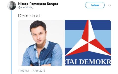 Nicholas Saputra as bendera partai. (Twitter/@aherwinda_)